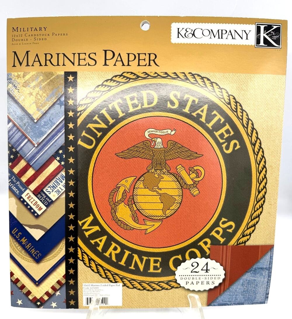 K & Company US Marines 12 X 12 Scrapbook Paper 24 Double Sided Sheets